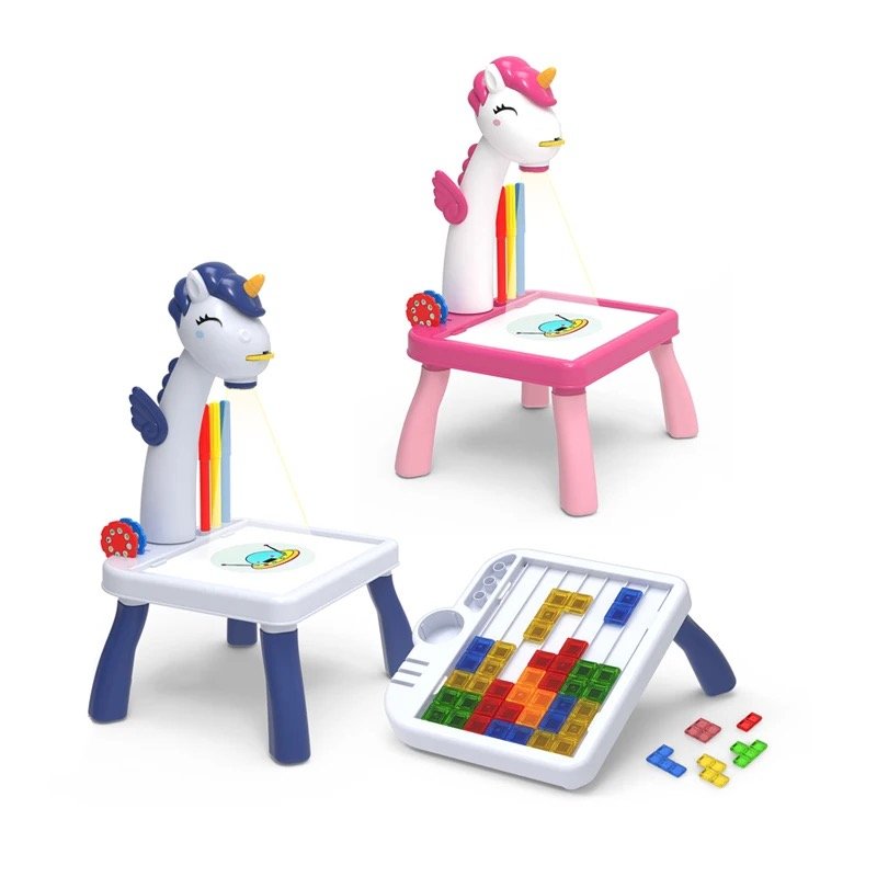 Pizarra Infantil con Proyector y Mesa de Dibujo – Modelo Unicornio