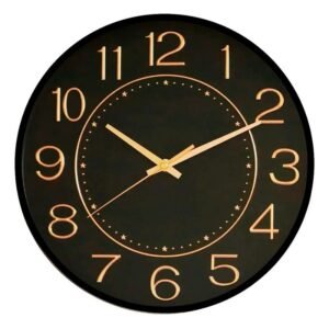 Reloj de Pared Negro Dorado