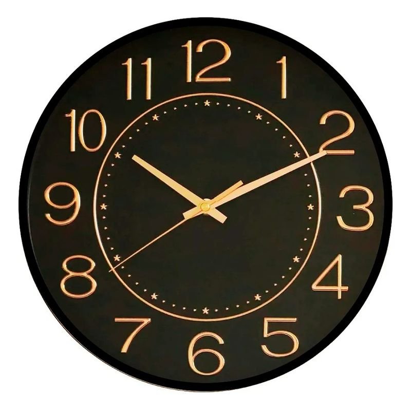 Reloj de Pared Negro Dorado